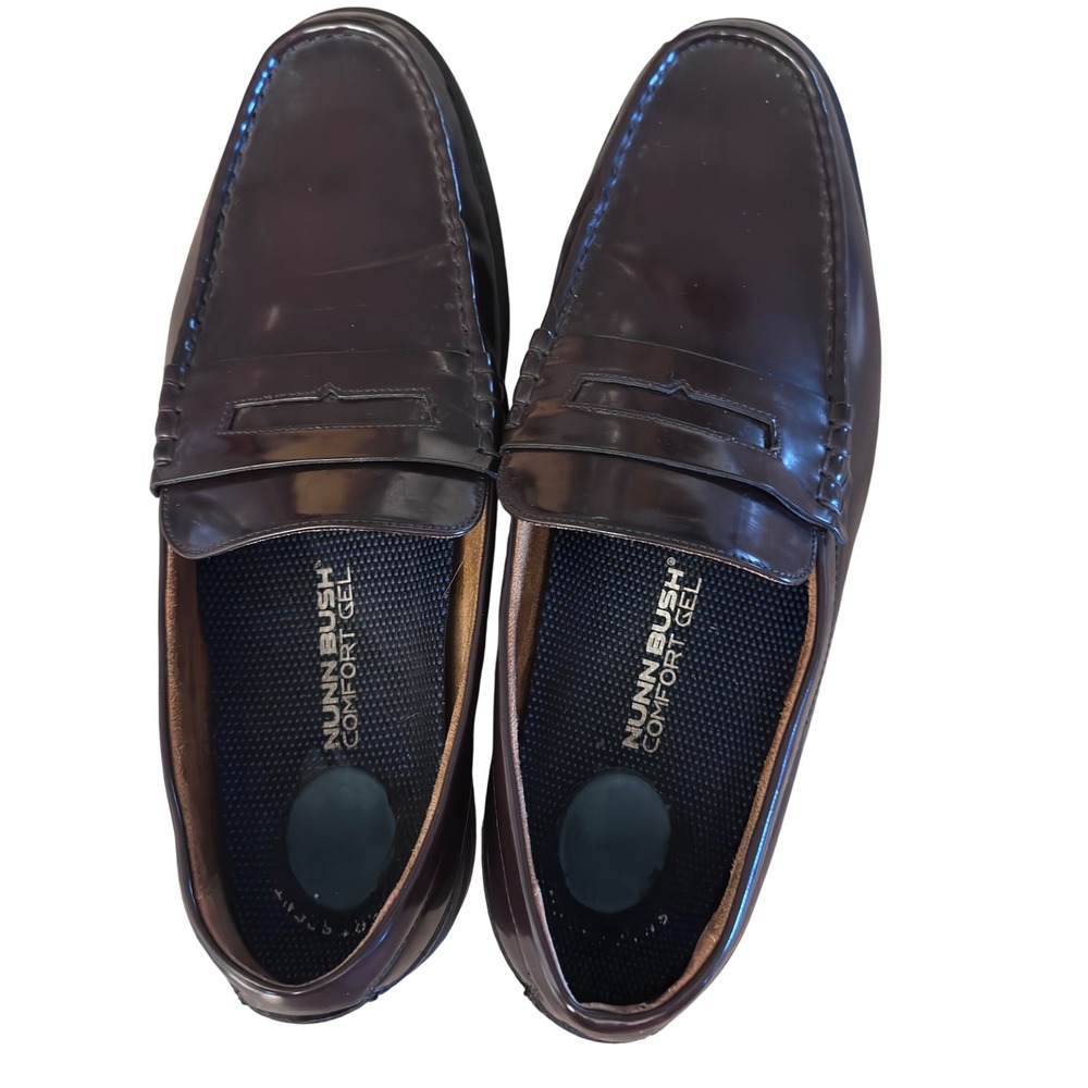 Nunn Bush Mens Comfort Gel Penny Loafers Burgundy Dress Shoes 12W